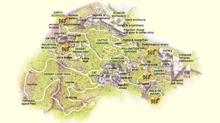 exhibits_imagemap.jpg - The Arizona-Sonora Desert Museum is a world-renowned zoo, natural history museum and botanical garden, all in one place! Exhibits re-create the natural landscape of the Sonoran Desert Region so realistically you find yourself eye-to-eye with mountain lions, prairie dogs, Gila monsters, and more.