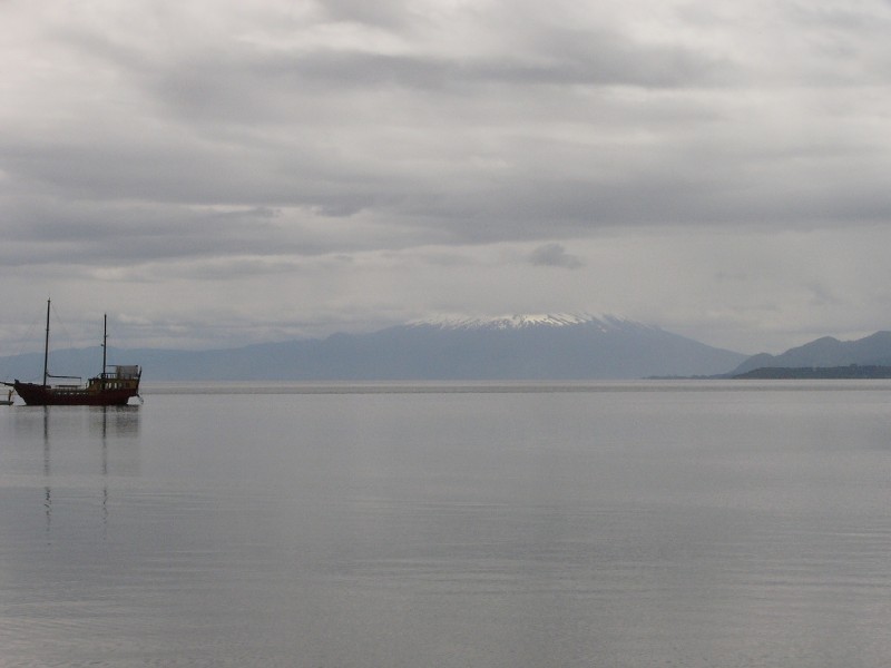 P1080633.JPG - Volcan Osorno, whose perfectly symmetrical cone is completely covered by cloud this afternoon.