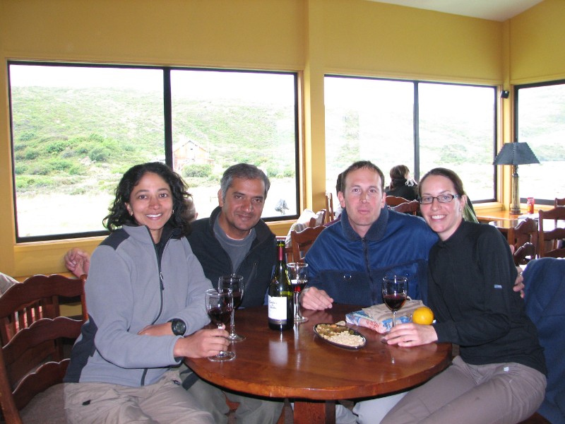 IMG_6347.JPG - Day 4: 5:15 pm: W-trek completed. At the bar in Paine Grande Lodge with fellow trekkers (Swiss)