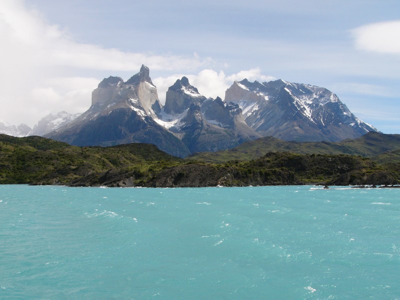 P1090240.JPG - Day 5: 9:40 am: Best view of the Cuernos. Taken from the boat