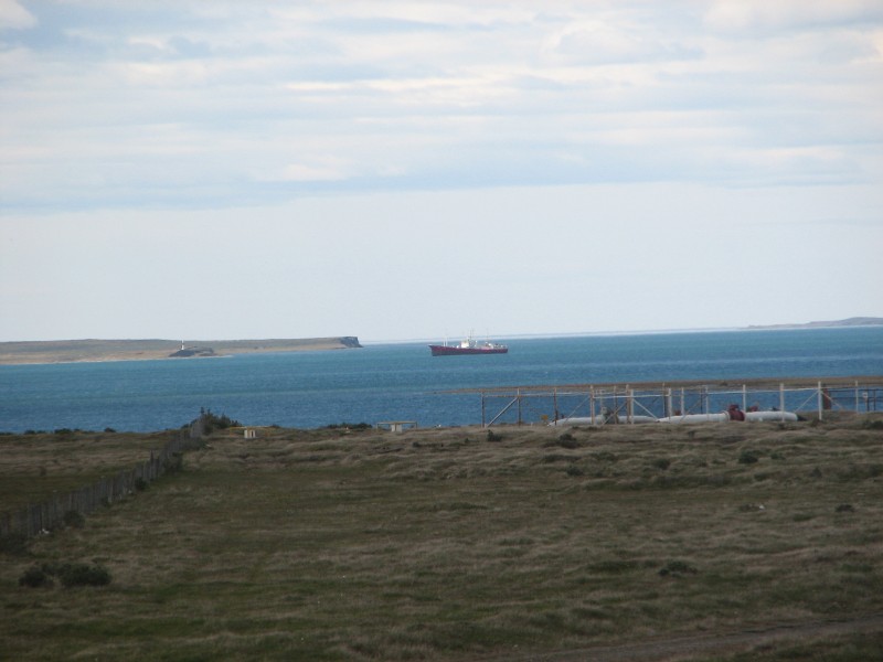 IMG_6394.JPG - 11:30 am: Our first view of the Estrecho de Magallanes (Magellan Strait). This is looking east towards the Atlantic Ocean