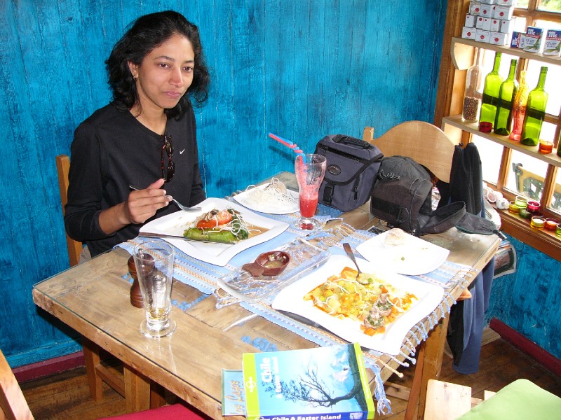 P1090279.JPG - 1:20 pm: Lunch at a Punta Arenas restaurant (La Marmita, Plaza Sampaio 678, Punta Arenas, Chile )