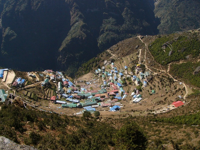 P1100494.JPG - View of Namche Bazaar from above.
